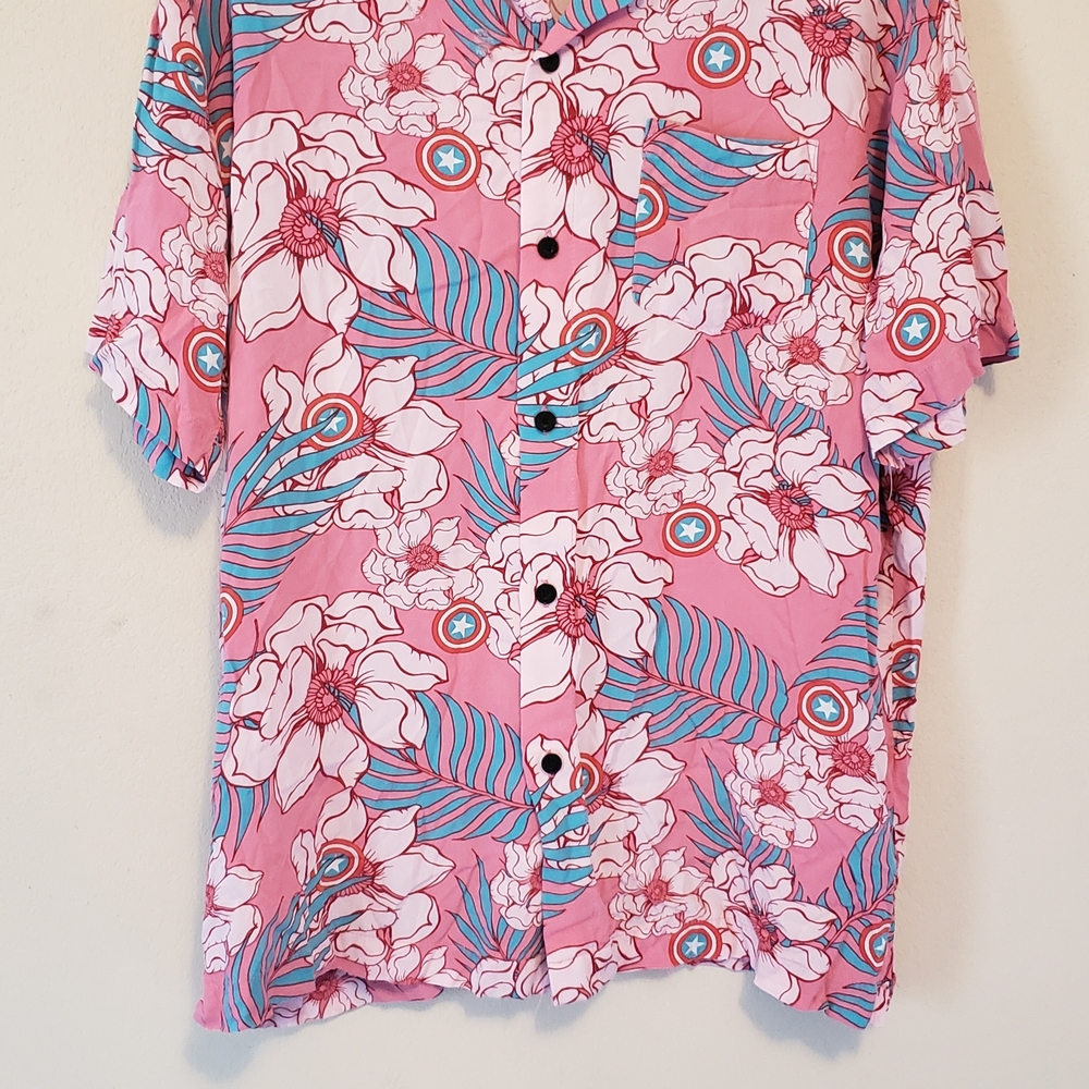 Marvel Pink and Blue Floral Men's Shirt